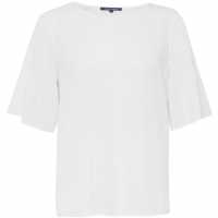 French Connection Classic Crepe Pintuck Shoulder T-Shirt White Дамски панталони тип Чино